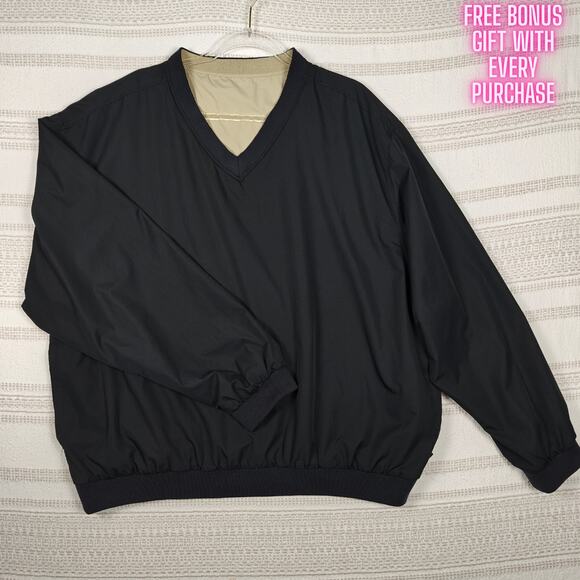 Wedge Men’s Reversible Golf Windbreaker Jacket Black Tan Athletic XXL Used - Picture 1 of 10